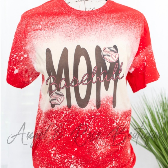 ⚾️ Baseball Mom ⚾️ Red Bleached Graphic Tee - Picture 1 of 1